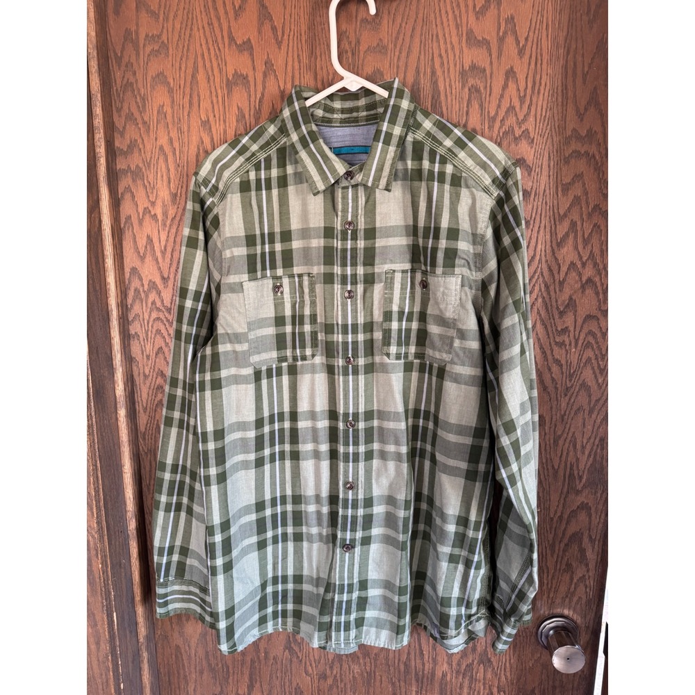 The North Face Plaid Long Sleeve Button Up Shirt Mens L Green Casual Outdoor